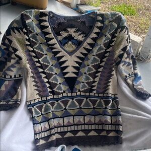 Peruvian Connection Multicolor V-Neck Sweater